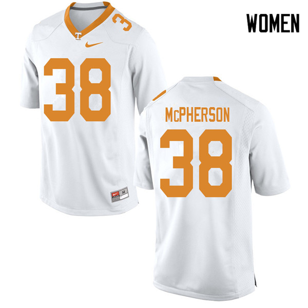 Women #38 Brent McPherson Tennessee Volunteers College Football Jerseys Sale-White - Click Image to Close